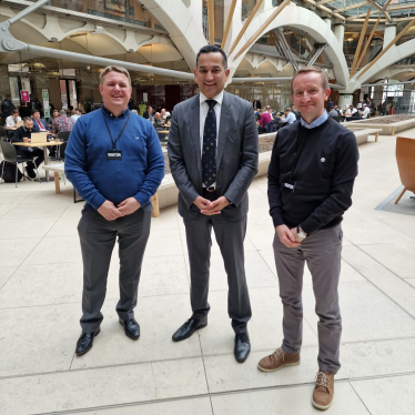 Gagan with representatives from the Hertfordshire Football Association 